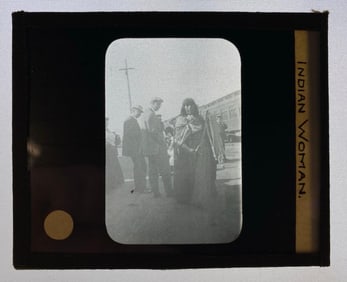 Antique Native American Woman Magic Lantern Glass Slide