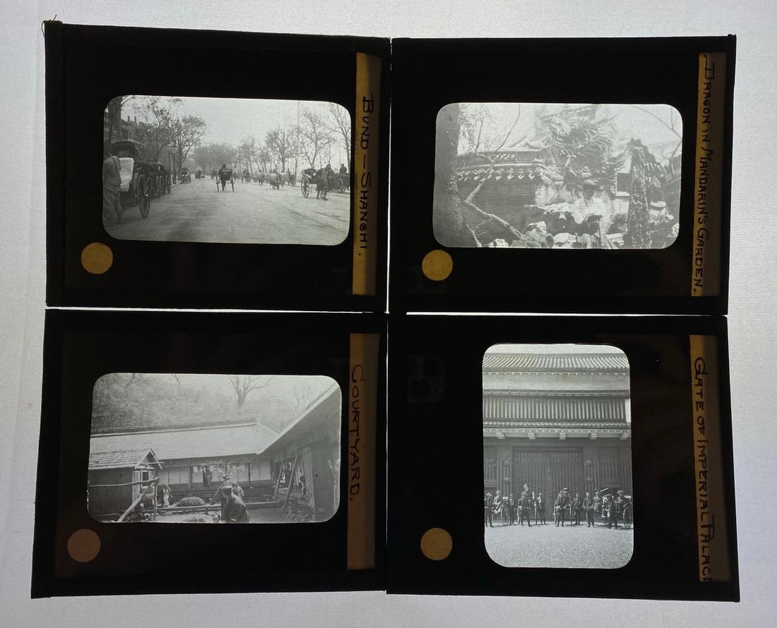 Group of 31 Antique Japan Magic Lantern Glass Slides (1 of 5)