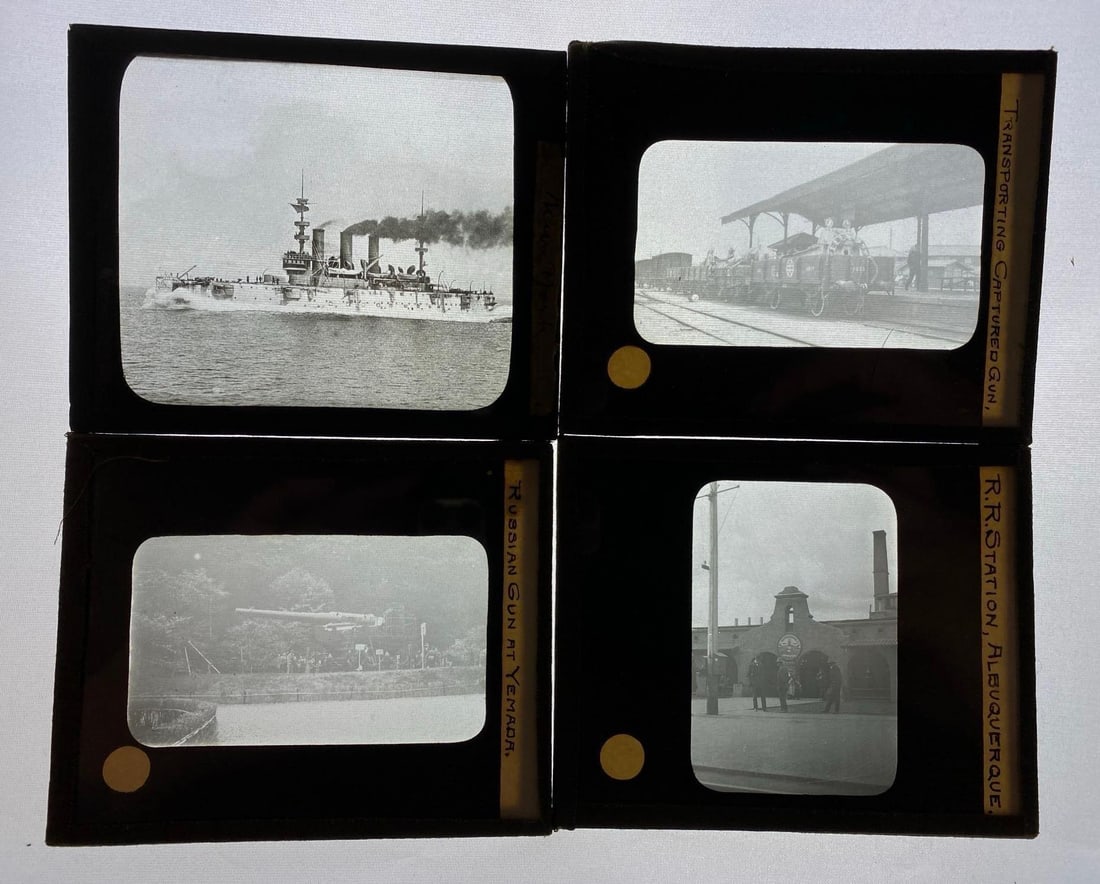 Group of 11 Antique Boats and Trains Magic Lantern Glass Slides (1 of 3)