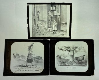 Group of 6 Antique Magic Lantern Glass Slides