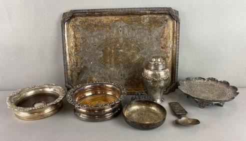 Group of 7 Assorted Silverplated Items