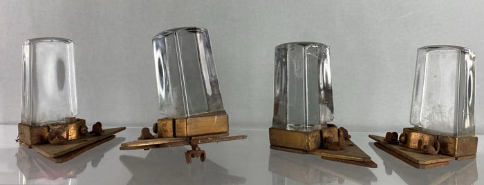 Group of 4 Antique Glass and Brass Table Feet