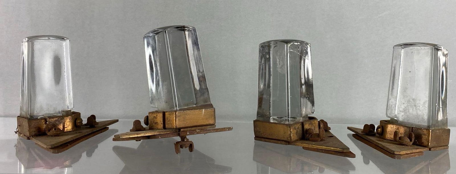 Group of 4 Antique Glass and Brass Table Feet (1 of 4)