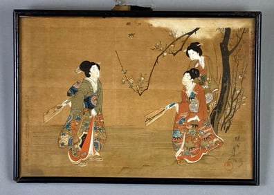 Japanese Bijin Ink and Color Woodblock Print