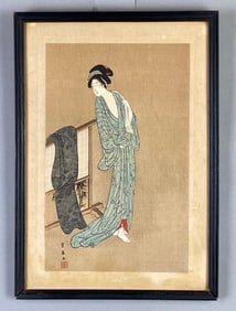 Toyohiro Utagawa Beauty in Bath-Dress Woodblock Print