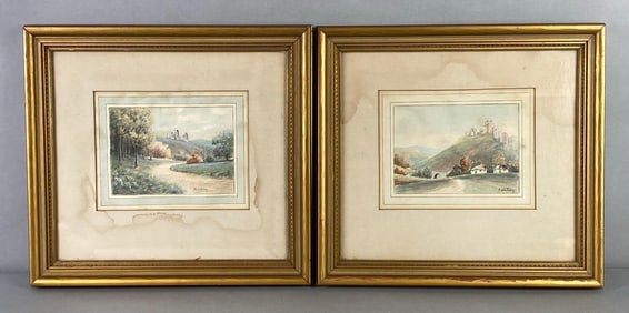 Group of 2 Charles Whitney Landscape Watercolor Paintings on Paper