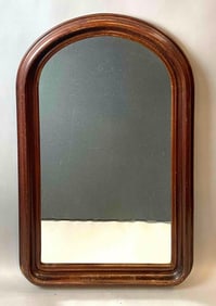 Wood Frame Rounded Top Wall Hanging Mirror