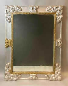 Large Ornate Wood Framed Wall Hanging Mirror
