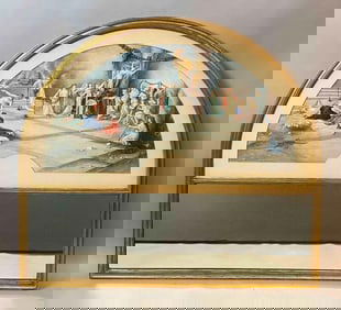 J. Vautain Watercolor A Grecian Scene Mirror