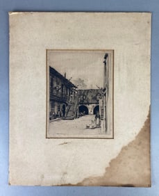 Morris Henry Hobbs New Orleans Clothes Pole Alley Etching on Paper