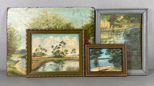 Group of 4 Landscape Oil Paintings on Board