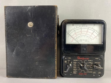 Vintage Simpson Electric Co. 260 Analog Multimeter and Leather Carrying Case