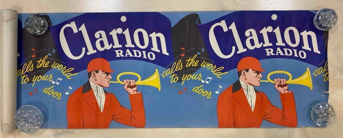 Vintage Clarion Radio Paper Banner