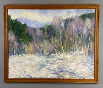 Winter Forest Scene Oil Painting on Canvas