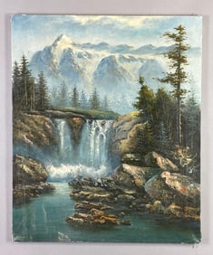 Grossman Waterfall Mountain Scene Oil Painting on Canvas