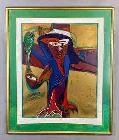 1983 Arie Van Selm Queenly Bird and her Guide Lithograph Print