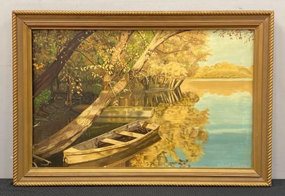 Albert Leach Mississippi River Island Oil Painting on Board