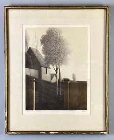Robert Kipniss Gate Posts and Dusk Lithograph