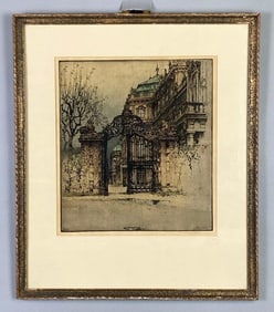 1923 Luigi Kasimer Belvedere Palace Gate in Vienna Etching