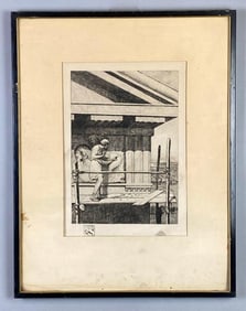 WHW Bicknell Phidias at Work on the Parthenon Etching on Paper