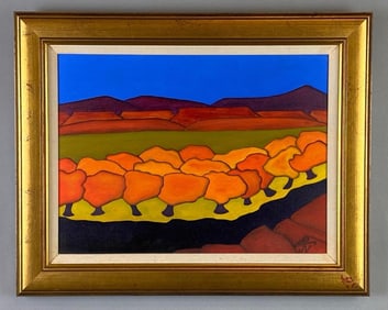 Oscar Niswowger Arboles Series No. 5 Colorful Oil Painting on Canvas