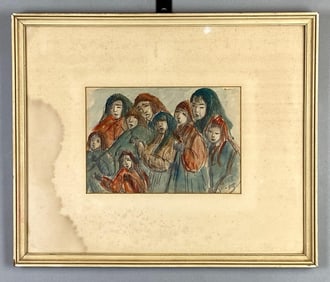 M. Dorma Women Generations Watercolor Painting on Paper