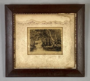 A.E. Warley Bayou River Etching on Silk Cloth