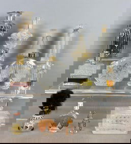 Group of Vintage Glass Perfume Bottles with Dior, Lalique,&nbsp;Golliwog and More