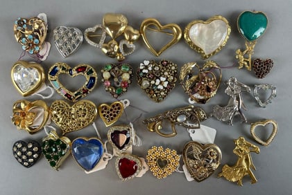 Group of Costume Heart Brooches