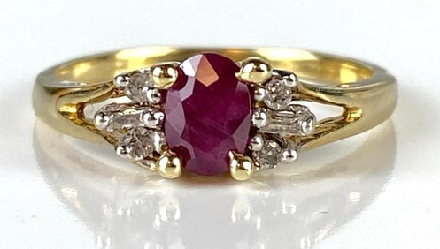 10K Gold Ruby and Diamond Ring