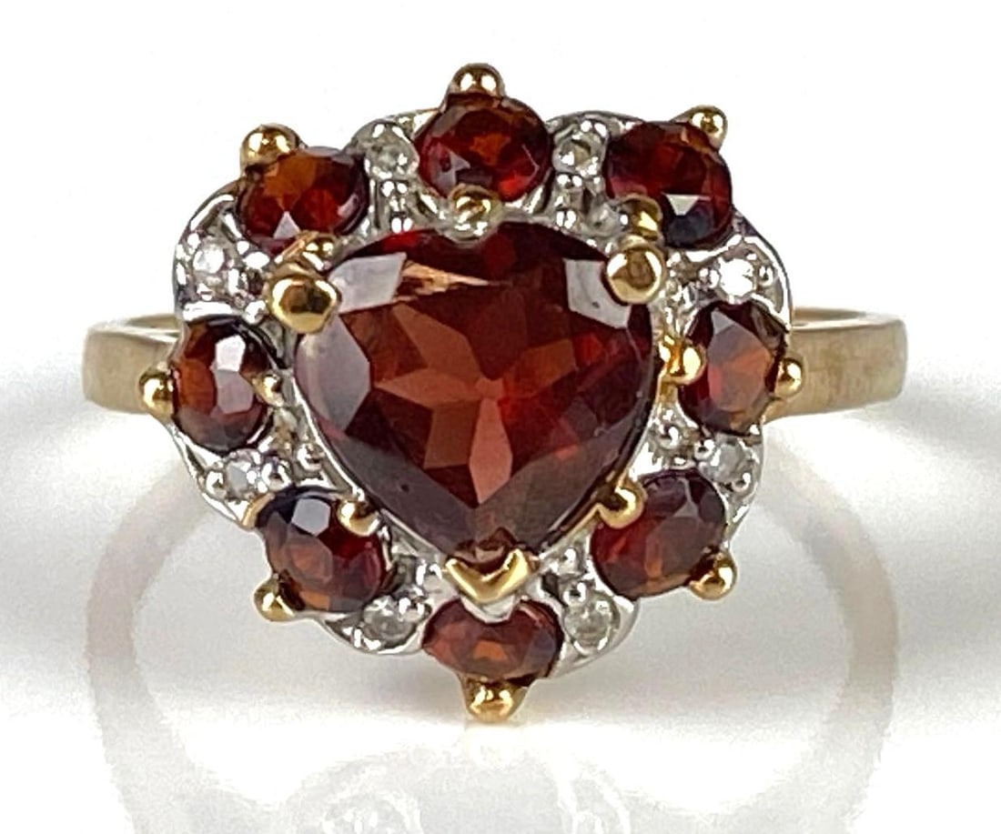 10K Gold Garnet and Diamond Heart Ring (1 of 7)