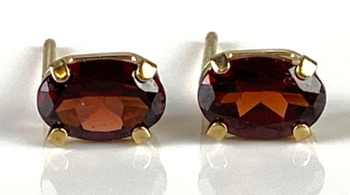 Pair of 14K Gold Garnet Stud Earrings