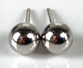 Pair of 14K White Gold Ball Stud Earrings