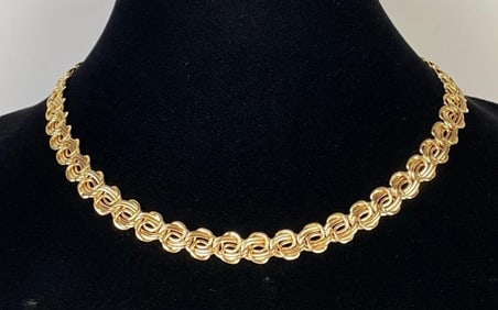 14K Gold Turkish Intricate Linked Necklace