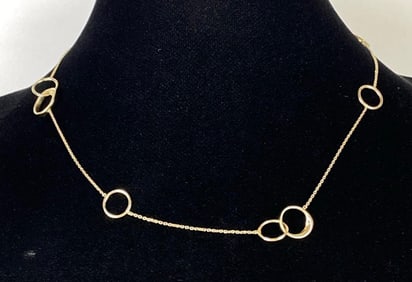 14K Gold Italian Circle Link Chain Necklace