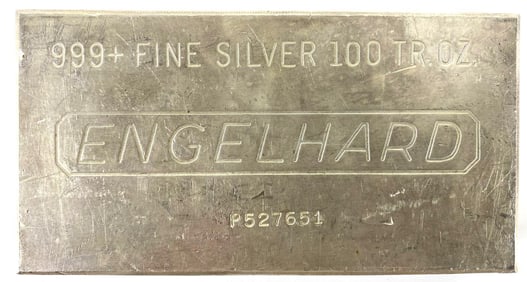 Engelhard 100 oz .999 Fine Silver Ingot/ Bar