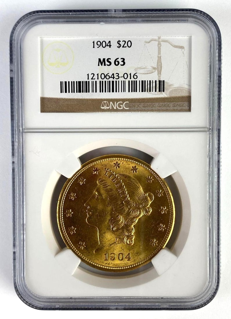 NGC Graded 1904 $20 US Liberty Head Gold Coin MS63 (1 of 2)
