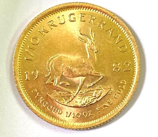 1982 South Africa 1/10 Krugerrand 1/10oz Fine Gold Coin