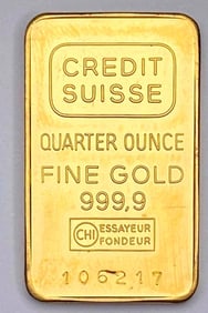 Essayeur Credit Suisse 1/4oz .999 Fine Gold Ingot
