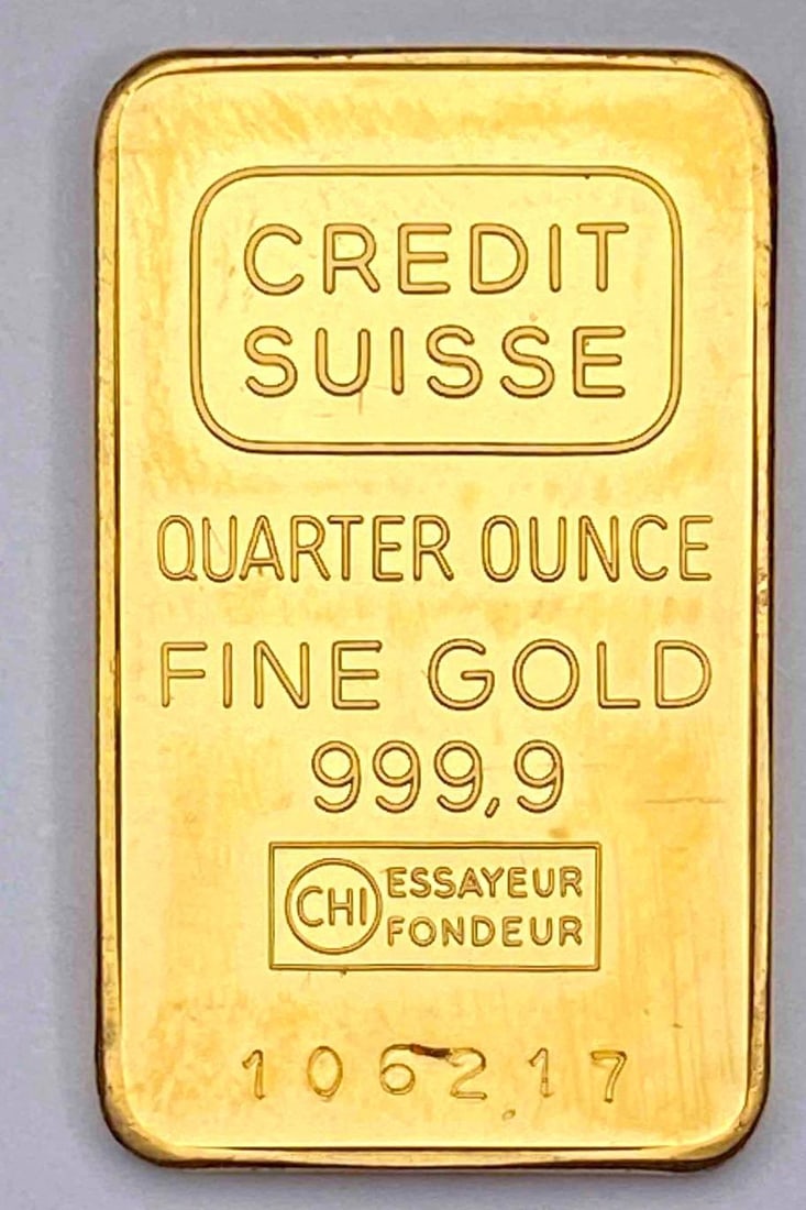 Essayeur Credit Suisse 1/4oz .999 Fine Gold Ingot (1 of 2)