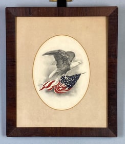 Hand-Embellished American Eagle with Flag Embossed Artwork