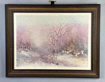 G. Mangeri Pastel Landscape Lithograph Print