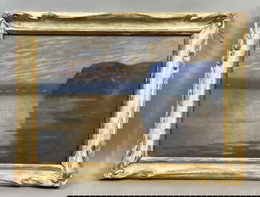 1914 T. Hillman Tranquil Sea Watercolor Painting on Paper