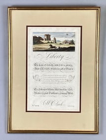 George Bickham Liberty Calligraphy Page Engraving on Paper