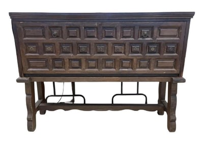 Vintage Mexican Wood Fall Front Secretary Desk