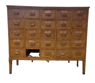 Antique Oak Industrial File Cabinet