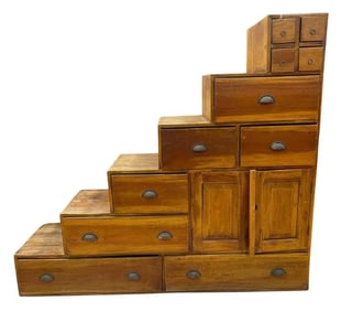 Vintage Japanese Style Tonsu Step Cabinet