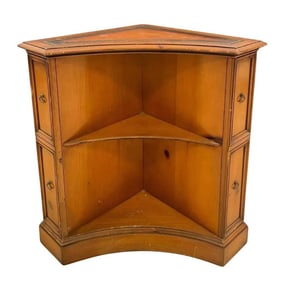 Vintage Wood with Leather Corner Magazine Cabinet