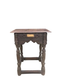 Antique Oak Ornate Carved Stool
