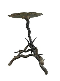 Victorian Antelope Horn and Engraved Brass Occasional Table